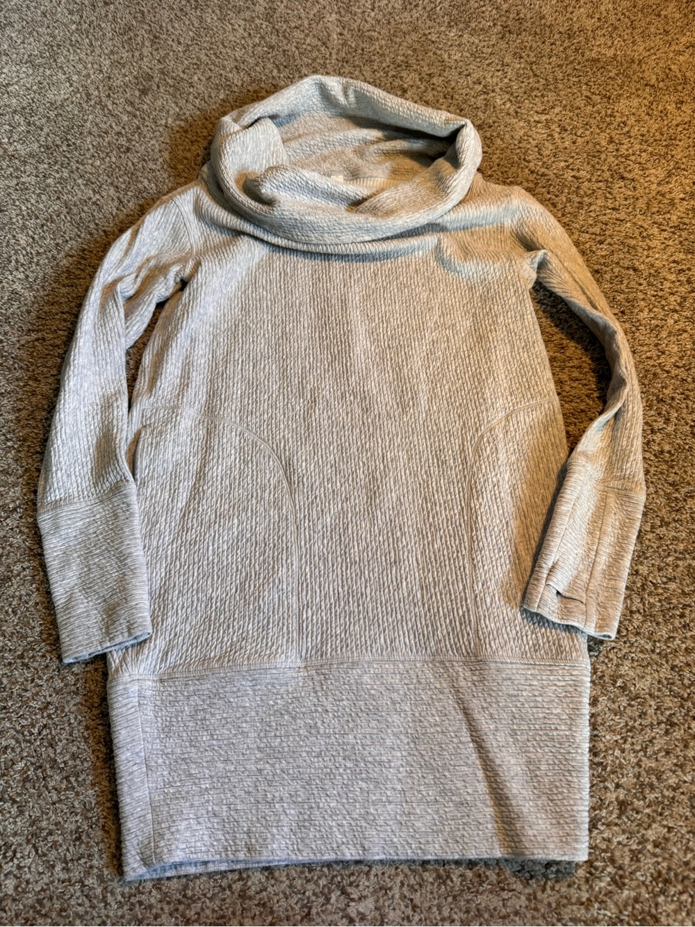Lululemon Along The Way Cozy Light Gray Cowl Neck Dress - S